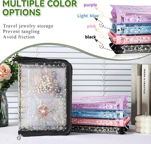 Travel Jewelry Organizer Book Clear Earring Storage Case Transparent Jewelry Organizer Storage Case (Light blue, Set Pack of 2 Jewelry books) in Saudi Arabia