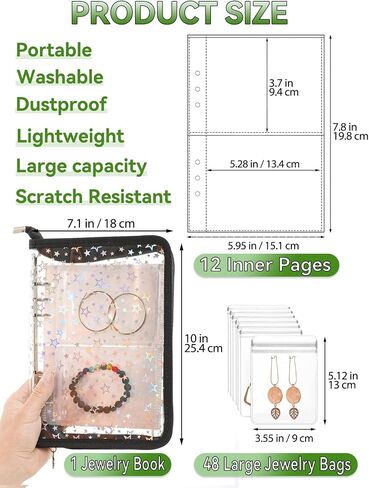 Travel Jewelry Organizer Book Clear Earring Storage Case Transparent Jewelry Organizer Storage Case (Light blue, Set Pack of 2 Jewelry books) in Saudi Arabia