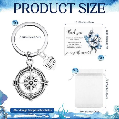 Employee Appreciation Gifts in Bulk Christmas Thank You Gifts for Coworkers Keychain with Thank You Card Organza Bag in Kuwait