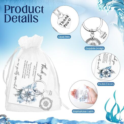 Employee Appreciation Gifts in Bulk Christmas Thank You Gifts for Coworkers Keychain with Thank You Card Organza Bag in Kuwait