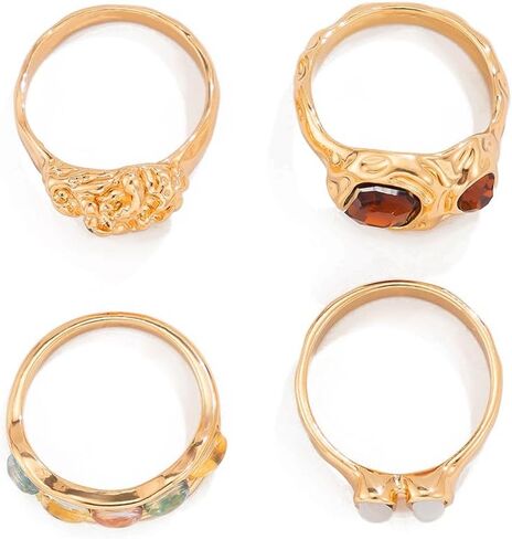 Chunky Gold Rings Set for Women Stacking Finger Rings Knuckle Rings Silver Statement Rings Set Punk Jewelry in Kuwait