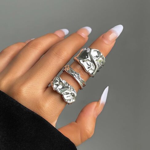 Chunky Gold Rings Set for Women Stacking Finger Rings Knuckle Rings Silver Statement Rings Set Punk Jewelry in Kuwait