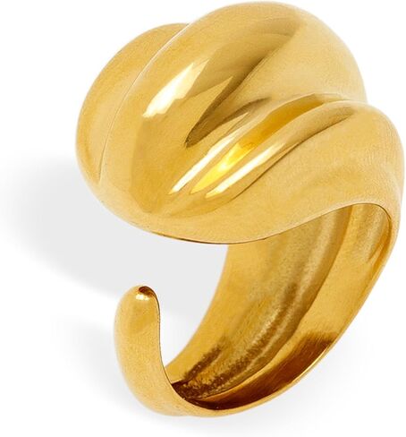 Chunky Gold Statement Dome Rings for Women, Exaggerated Thick Adjustable Open Finger Ring Prom Fashion Jewelry Gift. in Saudi Arabia