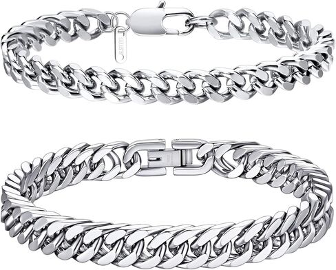 Ritach الفولاذ المقاوم للصدأ الكوبية سلسلة سوار للرجال النساء عرض كبح سلسلة أساور عرض 3/6/8/11 ملم العرض، 7.5/8/8.5 بوصة الرجال المجوهرات الهدايا (الكوبي 8.5) in Kuwait