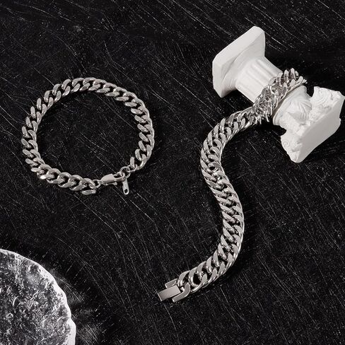 Ritach الفولاذ المقاوم للصدأ الكوبية سلسلة سوار للرجال النساء عرض كبح سلسلة أساور عرض 3/6/8/11 ملم العرض، 7.5/8/8.5 بوصة الرجال المجوهرات الهدايا (الكوبي 8.5) in Kuwait