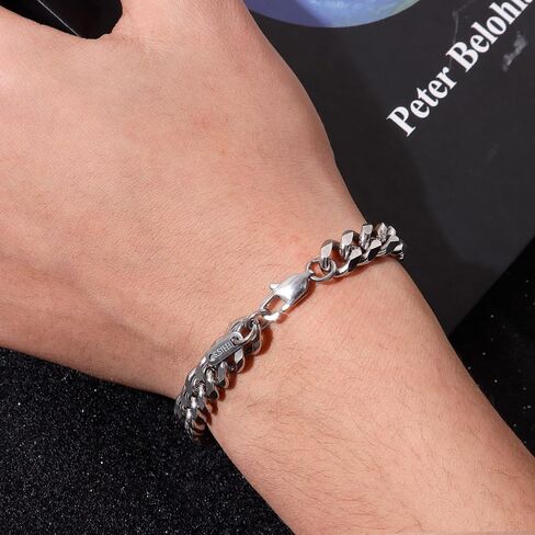 Ritach الفولاذ المقاوم للصدأ الكوبية سلسلة سوار للرجال النساء عرض كبح سلسلة أساور عرض 3/6/8/11 ملم العرض، 7.5/8/8.5 بوصة الرجال المجوهرات الهدايا (الكوبي 8.5) in Kuwait