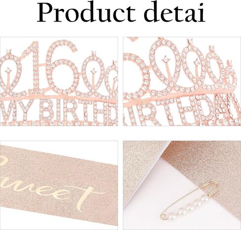 16th Birthday Decorations for Girls 16th Rose Gold Birthday Headband Great Gift for Trendy 16 Years Old Girls Princess Tiara Hair Accessories for Girls Happy Birthday Party Favors in Kuwait