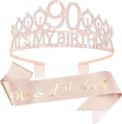 16th Birthday Decorations for Girls 16th Rose Gold Birthday Headband Great Gift for Trendy 16 Years Old Girls Princess Tiara Hair Accessories for Girls Happy Birthday Party Favors in Saudi Arabia