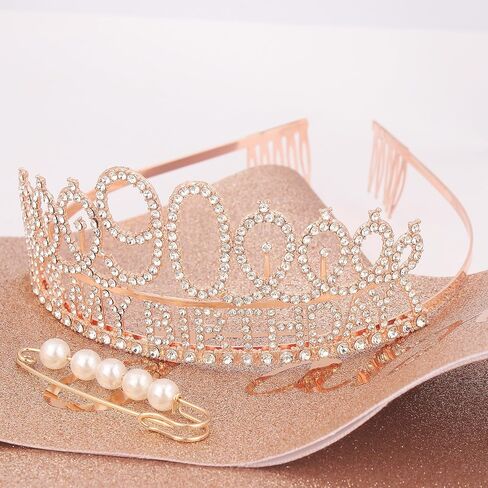 16th Birthday Decorations for Girls 16th Rose Gold Birthday Headband Great Gift for Trendy 16 Years Old Girls Princess Tiara Hair Accessories for Girls Happy Birthday Party Favors in Saudi Arabia