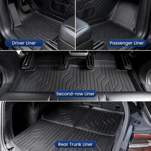 Floor Mats for Tesla Model Y 2021-2023 2024, 6 Pcs Mats Custom Fit All Weather, Waterproof TPE Interior Cargo Liner & Front & Rear Trunk Mats with Anti-Slip for Model Y 5-Seater (Not Fit 7-Seat) in Saudi Arabia
