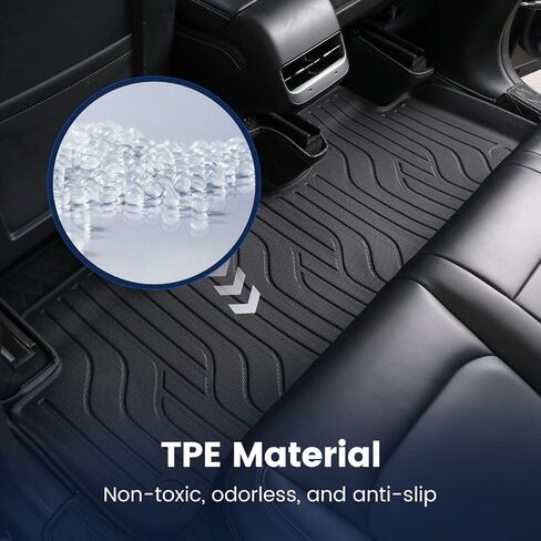 Floor Mats for Tesla Model Y 2021-2023 2024, 6 Pcs Mats Custom Fit All Weather, Waterproof TPE Interior Cargo Liner & Front & Rear Trunk Mats with Anti-Slip for Model Y 5-Seater (Not Fit 7-Seat) in Saudi Arabia