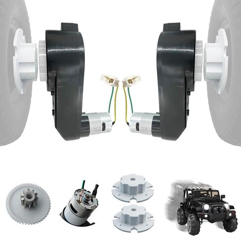  2PCS 24 Volt RS555 350000RPM High-Speed Motor Gearbox for Kid's Ride on Toys Car Power Wheels Motor Upgrade,Pair of 18V&20V High Torque Motor for Kid's Electric Vehicle Gearbox Upgrade,Free Coupler in Saudi Arabia