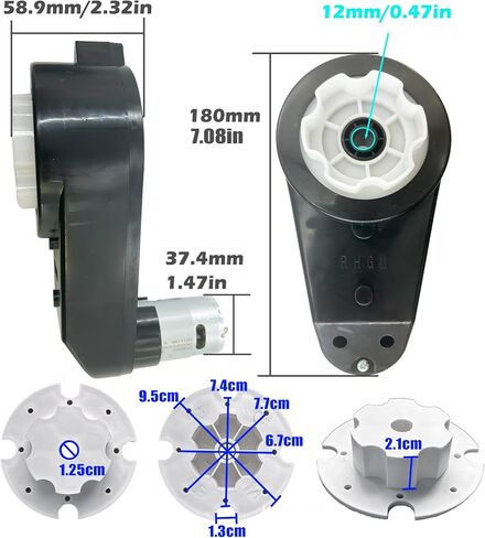  2PCS 24 Volt RS555 350000RPM High-Speed Motor Gearbox for Kid's Ride on Toys Car Power Wheels Motor Upgrade,Pair of 18V&20V High Torque Motor for Kid's Electric Vehicle Gearbox Upgrade,Free Coupler in Saudi Arabia