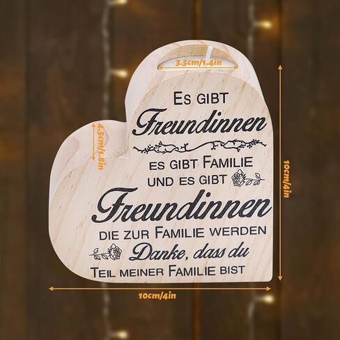 حامل شموع على شكل قلب، حامل شمعدان خشبي مقاس 4 بوصات مع مقولة، هدايا لصديقتك، وأعياد الميلاد، والزفاف، والذكرى السنوية in Kuwait