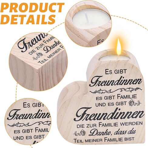 حامل شموع على شكل قلب، حامل شمعدان خشبي مقاس 4 بوصات مع مقولة، هدايا لصديقتك، وأعياد الميلاد، والزفاف، والذكرى السنوية in Kuwait