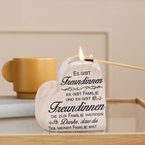 حامل شموع على شكل قلب، حامل شمعدان خشبي مقاس 4 بوصات مع مقولة، هدايا لصديقتك، وأعياد الميلاد، والزفاف، والذكرى السنوية in Kuwait