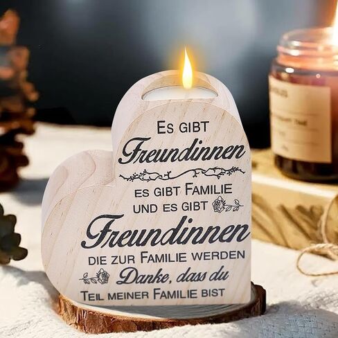 حامل شموع على شكل قلب، حامل شمعدان خشبي مقاس 4 بوصات مع مقولة، هدايا لصديقتك، وأعياد الميلاد، والزفاف، والذكرى السنوية in Kuwait