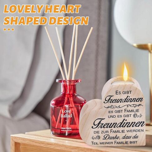 حامل شموع على شكل قلب، حامل شمعدان خشبي مقاس 4 بوصات مع مقولة، هدايا لصديقتك، وأعياد الميلاد، والزفاف، والذكرى السنوية in Kuwait