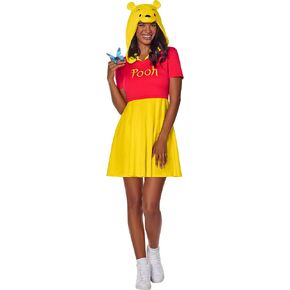 Spirit Halloween Winnie the Pooh Adult Dress Costume | Officially licensed | Disney | Dress with attached hood | Easy Costume in Kuwait