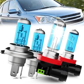 Compatible With Honda CRV CR-V 2007-2014 & 2002-2004 Headlight Bulbs Light Bulb Halogen, 9003/H4 High Low Beam h11/h8/h9 Fog Lights,Pack of 4