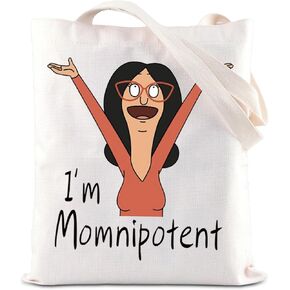 ENSIANTH Burgers Inspire Gift I'm Momnipotent Tote Bag Mother's Day Gift Linda Belcher Fans Gift Cartoon Lover Shopping Bag