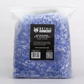 Microfiber Car Wash Mitt, Plush Cleaning Fibers, Scratch-Free, Swirl-Free, Lint-Free, 8in x 11in, Machine Washable, 2-Pack (Blue)