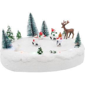 Snowmen Outdoor Skating Rink Park LED Lights Animated Christmas Village with Motion and Sound 10" x 7" x 5"
