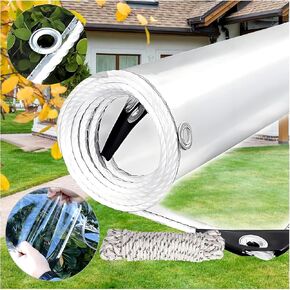 5' x 7' Clear PVC Vinyl Tarp Clear Tarp，Waterproof Clear with Grommets Heavy Duty Outdoor Camping， Transparent Waterproof raincloth for Roofs (14 Mil, 5 x 7 ft)