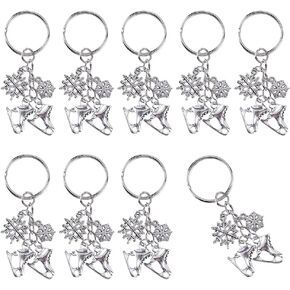 SUNNYCLUE 1 Box 20Pcs Ice Skate Keychain Bulk Sports Key Chain Bulk Antique Silver Alloy Winter Snowflake Keychains for Party Favor Wedding Favors Handbag Christmas Decorations Gifts Women Adults