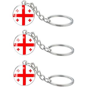 3 Pcs Georgia Flag Key Chain,Cool Keychain for Car Keys, Stainless Steel Keyrings & Keychains,Used for Home Decoration, Jewelry Hanging Decorations.