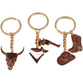 3 Pcs Set Western Cowgirl Cowboy Boot Hat Keychain Cute Country Western Star Boots Hat Hoop Keyring for Women Men