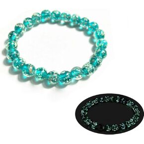 Glow in the Dark Bracelet for Women Men Firefly Bead Bracelet Nogu Bracelet Glass Beaded Bracelet Healing Crystal Bracelet Anti Anxeity Stretch Bracelet Luminous Firefly Jewelry