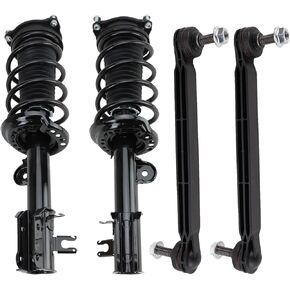 TRQ Front Suspension Kit Complete Strut & Coil Spring Assembly Sway Bar Stabilizer Link Compatible with 2015-2018 Jeep Renegade