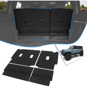 Bestview Rear Back Seat Cover Compatible with Fo-rd Bronco 4 Door 2021 2022 2023, with Folding Lip TPE Terrain Pattern Backrest Cover, 4PCS