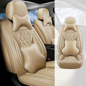 Seat Covers for Honda CR-V 1997-2024,Waterproof Leather Car Seat Cover,Soft and Breathable Auto Interior Accessories,Standard(Full Set) Beige