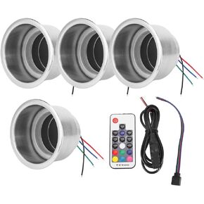 LED Cup Holder, 4Pcs DC 12V RGB Stainless Steel Beverage Bottle Cup Holder with Remote Control for Boat Marine Yacht RV Car Truck