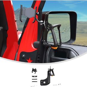 موسع حامل كأس الباب Linskip متوافق مع Jeep Wrangler JK JKU 2011-2017، حامل الهاتف الخلوي متعدد الوظائف 2 في 1 لملحقات Jeep Wrangler JK (أسود)