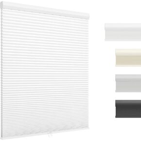 Cellular Shades Cordless, Honeycomb Blinds for Indoor Windows, for Window Size (19" W × 36" H) Colour (White - Light Filtering)