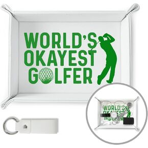 INNObeta Golf Gifts for Men, Men Golf Gifts, World's Okayest Golfer, Valet Tray for Male, Men, Bedside Tray with Keychain