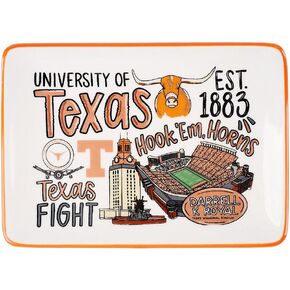 Glory Haus Texas Icon Trinket Tray - 8" x 5" Ceramic Dish Showcasing University of Texas Landmarks, Ideal for Dorm Rooms, Keys, and Jewelry, Great Gifts for Texas University Alumni, Vanity Décor
