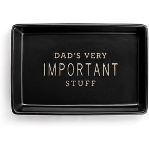 DEMDACO Dad's Very Important Stuff Matte Black 6 x 4 Ceramic Stoneware Decorative Trinket Tray