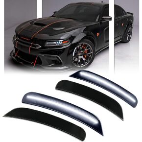 4 PCS White Front Rear LED Side Marker Lights Assembly Replacement for Dodge Charger 2015 2016 2017 2018 2019 2020 2021 2022 2023, Smoked Lens Front Rear Bumper Marker Lamp