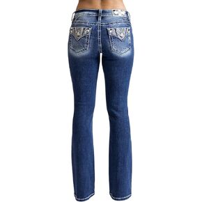 Miss Me Women's Abstract Stitch Mid-Rise Bootcut Jeans