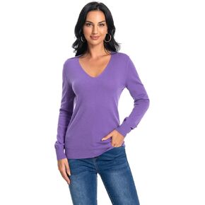 Women‘s 100% Cashmere V-Neck Long Sleeve Pullover