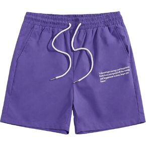 OYOANGLE Men's Summer Casual Graphic Drawstring Shorts Workout Shorts with Pocket