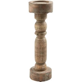 Mud Pie Lg Chunky Wood Candlestick, 15 1/2" x 4 1/2" Dia