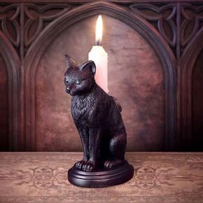 Gothic Black Cat Candle Holder, Halloween Home Decor, Halloween Gothic Gothic Black Cat Candle Holder, Resin Ornament, Halloween Home Decor, Black Cat Candlestick Home Decoration Unique