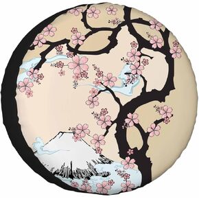 Mount Fuji Cherry Blossoms Spare Tire Cover There is a Beautiful Under The White-Capped Mount Fuji Wheel Covers for RV Tires Camper Tire Case Protectors for Trailer Rv SUV Truck Travel Trailer 15 in