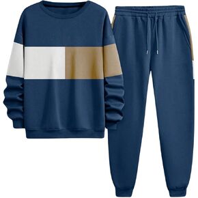 SOLY HUX Men's 2 Piece Tracksuit Outfits Color Block Long Sleeve Sweatshirt Top and Sweatpants Set