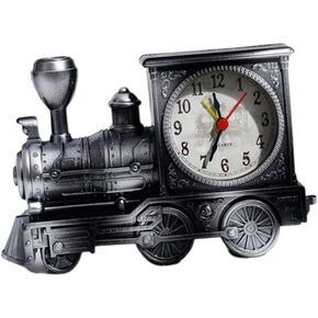 Railway Engine Alarm Clock Creative Silver Desktop Ornaments for Bedroom and Living Room Ideal Loud Alarm Clock for Heavy Sleepers Vintage